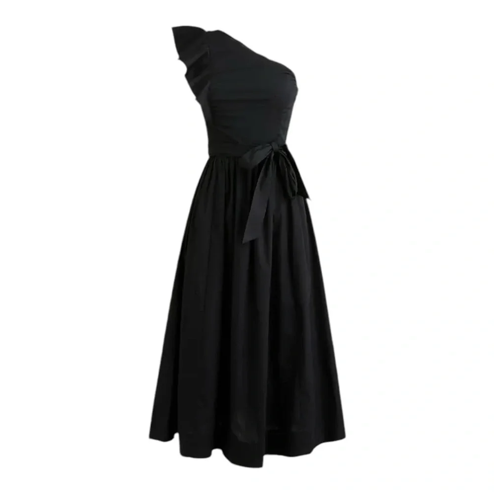 J Crew One Shoulder Cotton Tie Waist Poplin Midi Dress Size 2P & 14 Style CA430 - Picture 2 of 16